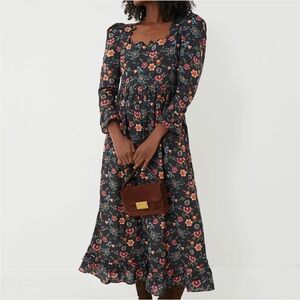 TUCKERNUCK PINK CITY PRINTS Black Floral Midi Dress